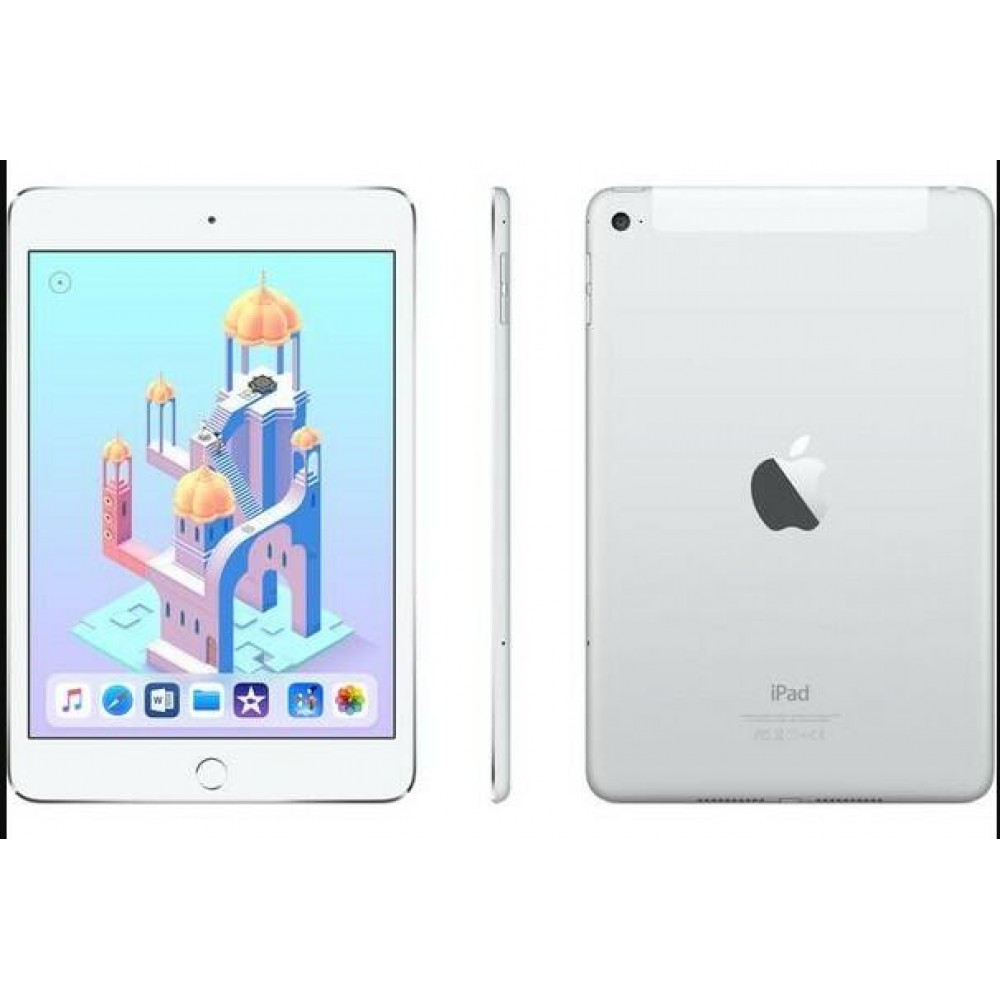 Apple iPad Mini 4 16GB Wi-Fi + Cellular – Silver – Excellent Condition – FREE Case & FREE Shipping